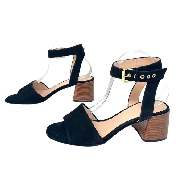 NEW J.Crew Penny Black Suede Block Heeled Sandals Size 9.5 - Picture 4 of 14